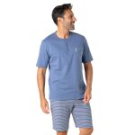 Pyjama court interlock homme eminence bleu en coton Pyjama court interlock homme eminence bleu en coton