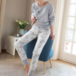 Pyjama femme en coton motif fleurs dodo homewear ; - gris