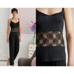 Pyjama femme dentelle - becquet homewear - noir violet en coton