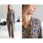 Pyjama femme  motif feuilles - multicolore en viscose
