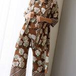 Pyjama femme en satin polyester jappy - marron havane