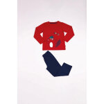 Pyjama gar�on en coton - rouge imprim� / bleu marine rose poudre