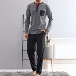 Pyjama homme en coton gris chin� avec d�tails noirs - dodo homewear