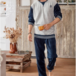 Pyjama homme en coton style jogging manches longues londonie - bleu