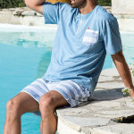 Pyjama homme en coton style marin bleu - dodo homewear