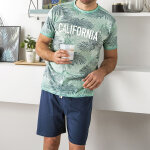 Pyjama homme en coton west coast motif tropical - bleu lagon