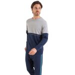 Pyjama long col rond homme club athena bleu en coton