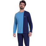 Pyjama long col rond homme ecopack athena bleu en coton