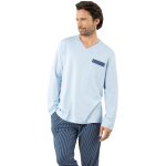 Pyjama long col v homme coton bio eminence bleu