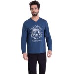 Pyjama long col v homme ecopack athena multicolore en coton