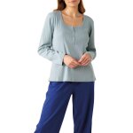 Pyjama long femme confort maille athena bleu en coton