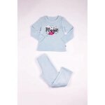 Pyjama long fille - bleu clair � motifs - magic
