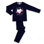 Pyjama long fille - bleu marine � motifs color�s - �toiles