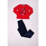 Pyjama long gar�on - rouge imprim� / bleu marine