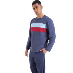 Pyjama long homme chic bleu manches longues en coton Pyjama long homme chic bleu manches longues en coton
