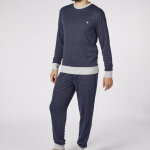 Pyjama long homme en coton - bleu chin et gris clair - dodo homewear