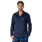 Pyjama long ouvert homme col t camper eminence bleu en coton Pyjama long ouvert homme col t camper eminence bleu en coton