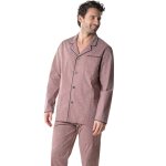 Pyjama long ouvert homme popeline eminence marron en coton