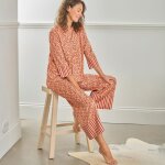 Pyjama rose en satin pauletteleo motif leopard