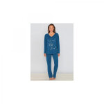 Pyjama tee - shirt asym�trique imprim� pantalon uni femme - bleu nuit