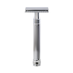 Rasoir de scurit  double tranchant avec poigne extra - longue double chrome et lame feather