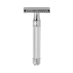 Rasoir de sret  double tranchant avec poigne octogonale chrome et sa lame feather