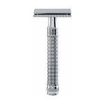 Rasoir de sureté finition chromée avec manche aspect diamant 3d Rasoir de sureté finition chromée avec manche aspect diamant 3d