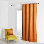 Rideau d'ameublement uni cognac 135x260 cm velours