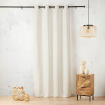 Rideau � ?illets 135x260cm toile asp. lin - blanc cass�