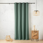 Rideau � ?illets 135x260cm toile asp. lin - bleu canard