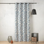 Rideau � ?illets140x260cm enigma - bleu jeans / ecru