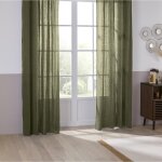 Rideau en lin vert kaki 130x260 cm linah
