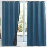 Rideau occultant thermique dos polaire suedine - bleu p�trole