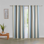 Rideau occultants thermiques chambray en coton ray� alps - bleu