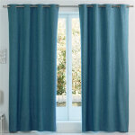 Rideau occultants thermiques chambray en coton uni alps bleu canard