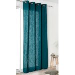Rideau oeillet toile lin bleu