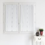 Rideau paire etamine jacquard fils coupes - taupe - 45x120