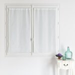 Rideau paire etamine rayures - blanc - 045x120