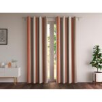 Rideau occultants thermiques chambray en coton rayé alps - rouge tomette Rideau occultants thermiques chambray en coton rayé alps - rouge tomette