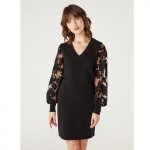 Robe bi - matire dtails manches