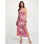 Robe bijou imprim� sans manches multicolore en viscose