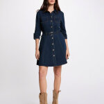 Robe boutonn�e ml en denim bleu