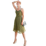 Robe bustier en dentelle double kaki