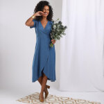 Robe cache c?ur en denim light bleu valentina