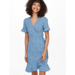 Robe cache - coeur imprim� all over col en v manches courtes bleu june
