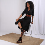 Robe chemise ceinture dandy en viscose noir