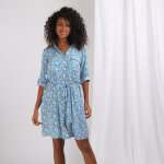 Robe chemise ceinture imprime bleu en viscose