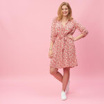 Robe chemise ceinturée imprimée rouge en viscose Robe chemise ceinturée imprimée rouge en viscose