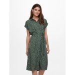 Robe chemise imprim� all over manches courtes au - dessus du genou poignets repli�s vert