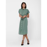 Robe chemise manches courtes au - dessus du genou poignets repliés vert Robe chemise manches courtes au - dessus du genou poignets repliés vert